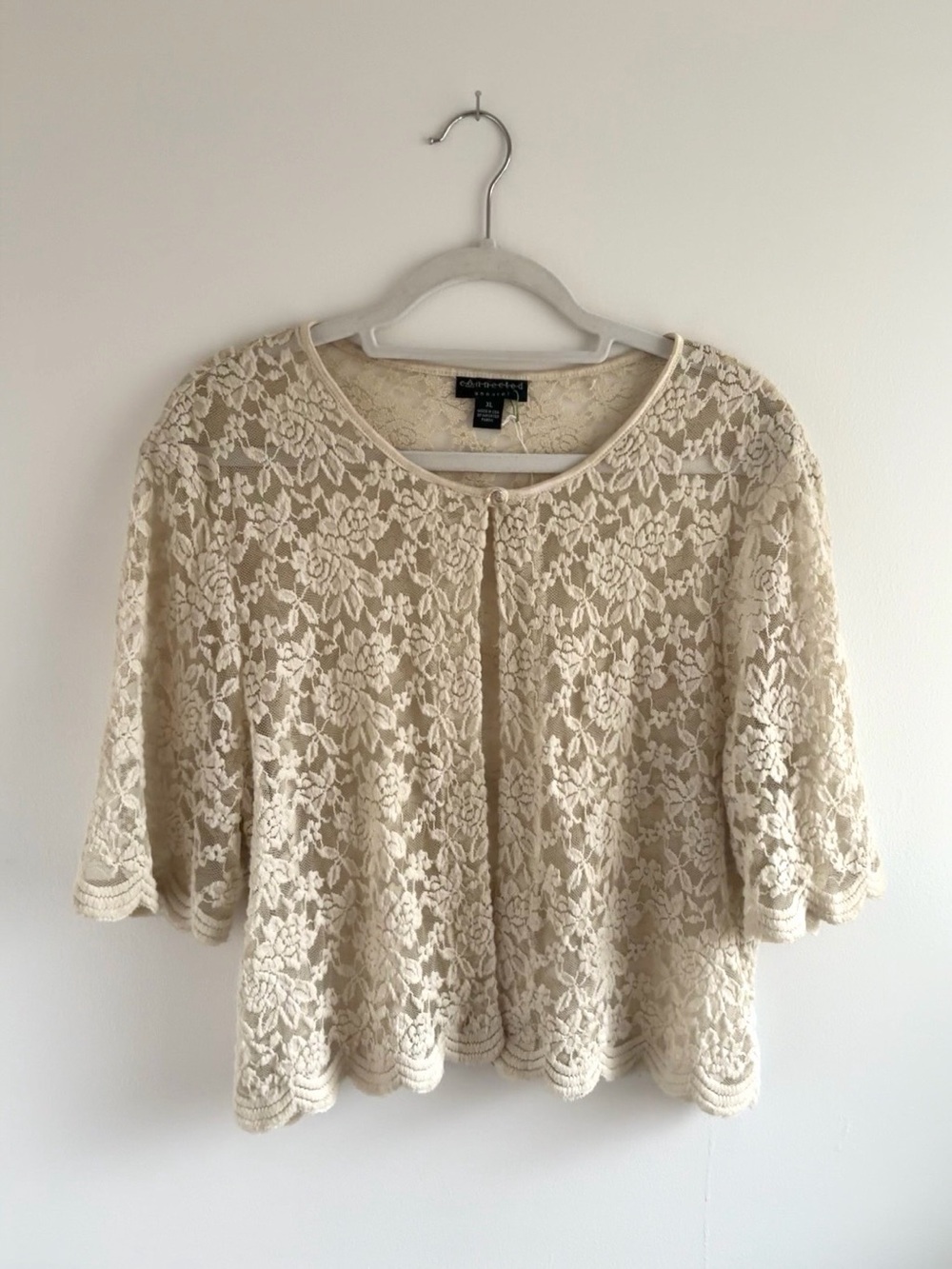 Vintage connected apparel Cream Floral Lace Open-Front Cardigan